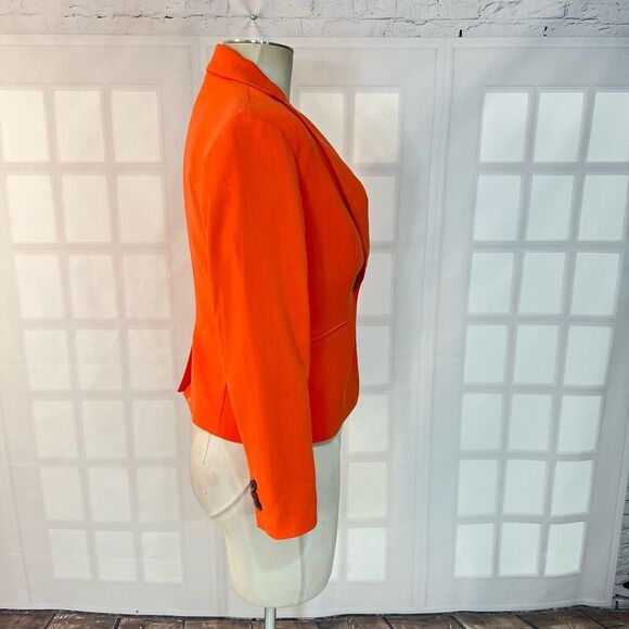 Ann Taylor Orange Notch Lapel One Button Long Sleeve Blazer Size 00 - Picture 4 of 9